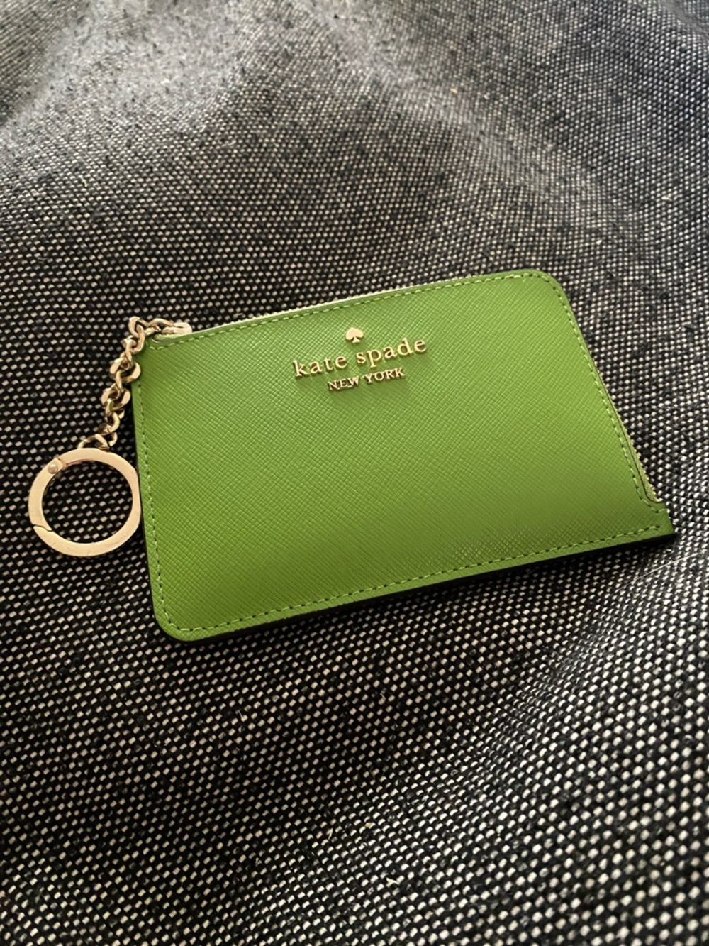 kate spade lime green saffiano leather card holder with keyring
